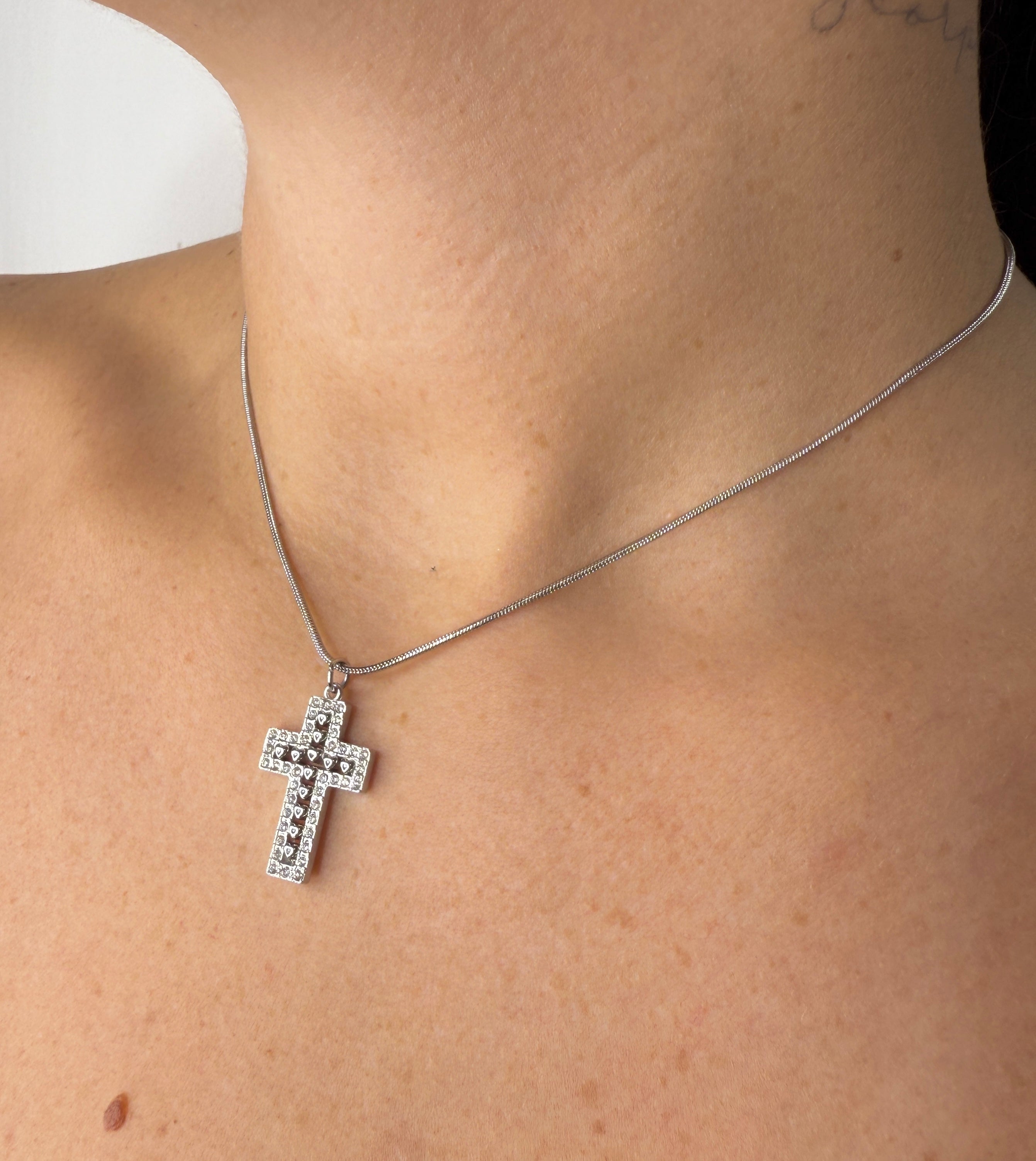 Collana Croce Cuoricini