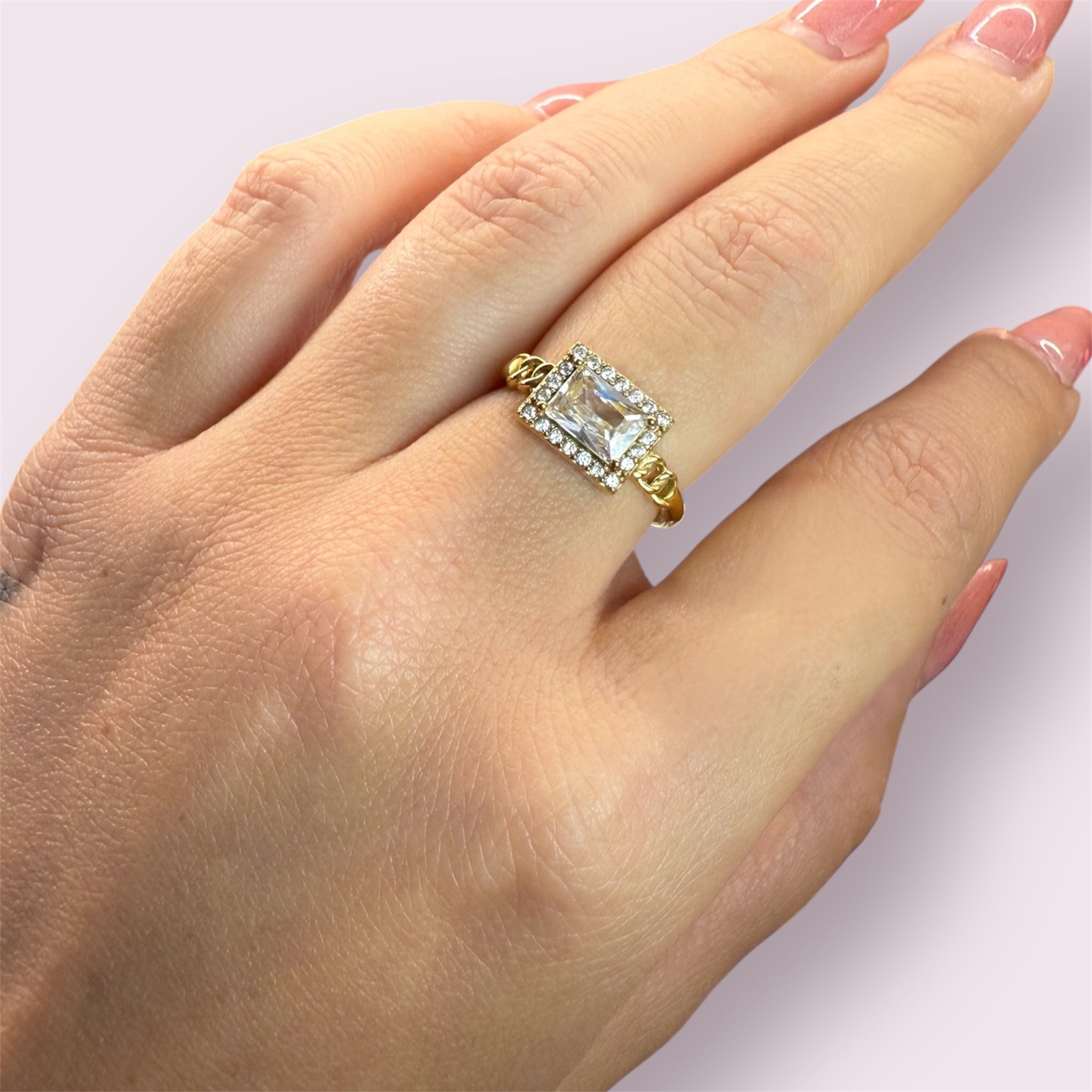 Anello Solitario Halo