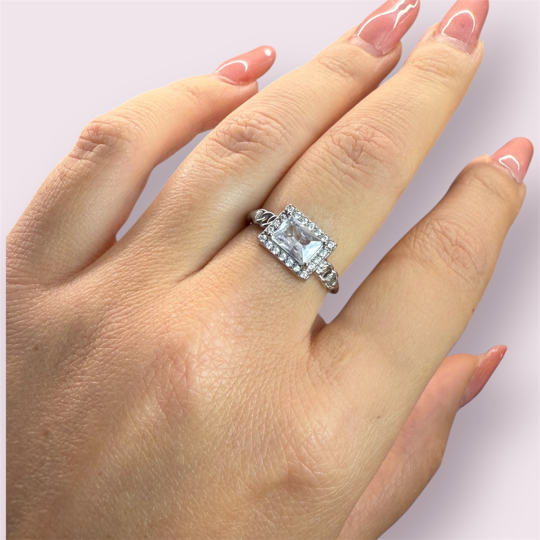 Anello Solitario Halo